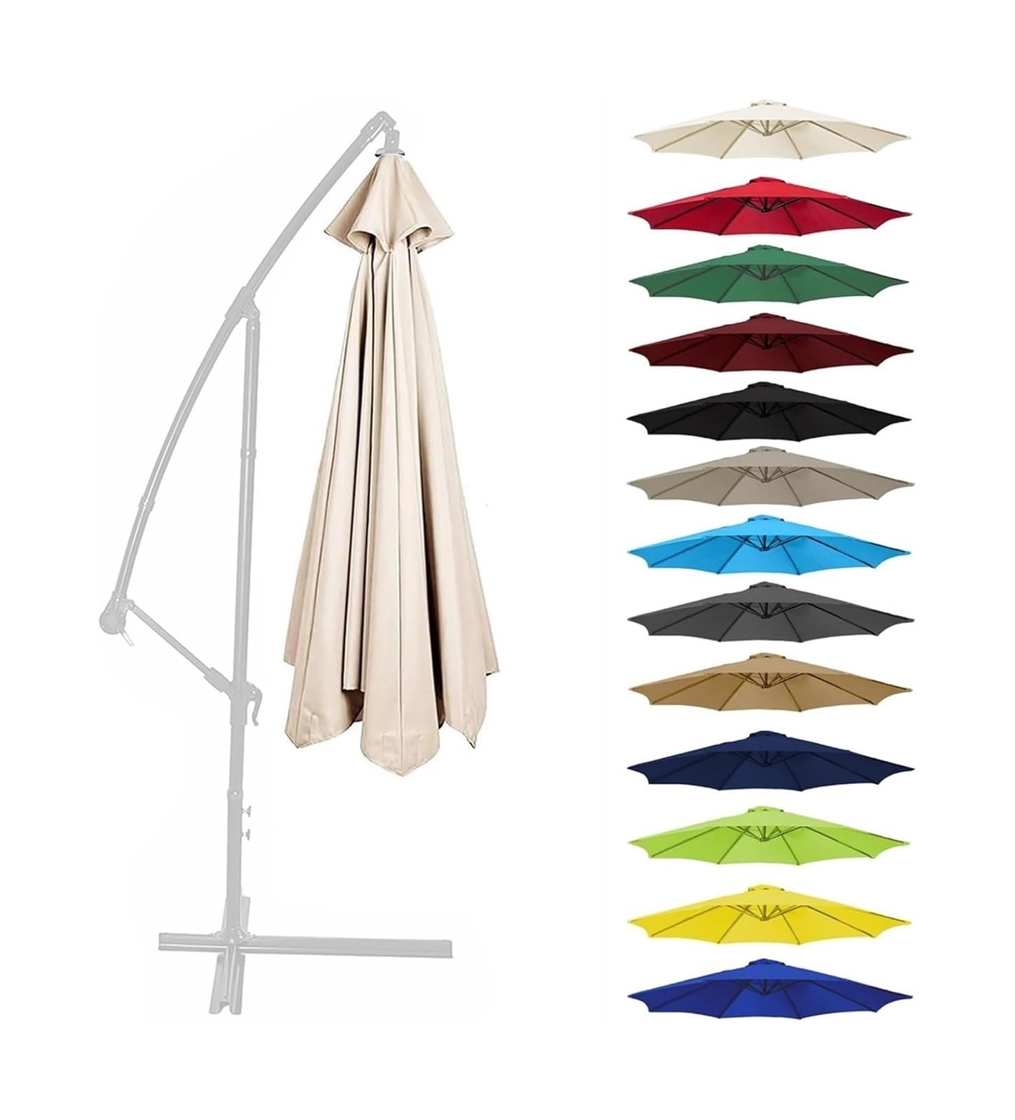 Replacement Parasol Canopy, Replacement Canopy For Umbrellas UV50 Cover Multicolor Multiple Sizes(Beige,2.7m 6 ribs)