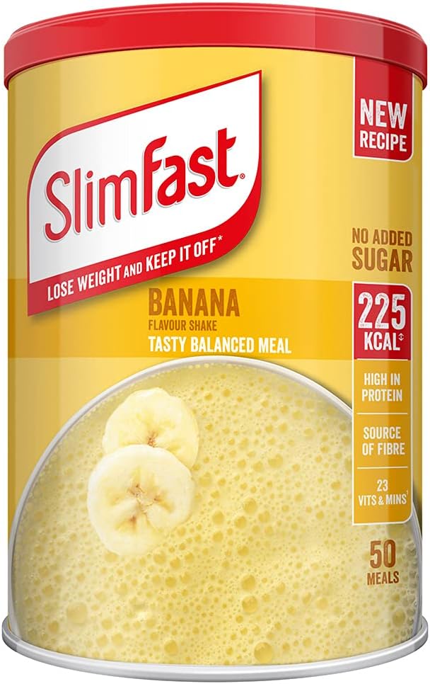 SlimFast Balanced Meal Shake, Healthy Shake For Balanced Diet Plan With VitamIns And Minerals, High In Fibre, Meal Replacement, Banana Flavour, 50 ServIngs, 1.825 kg