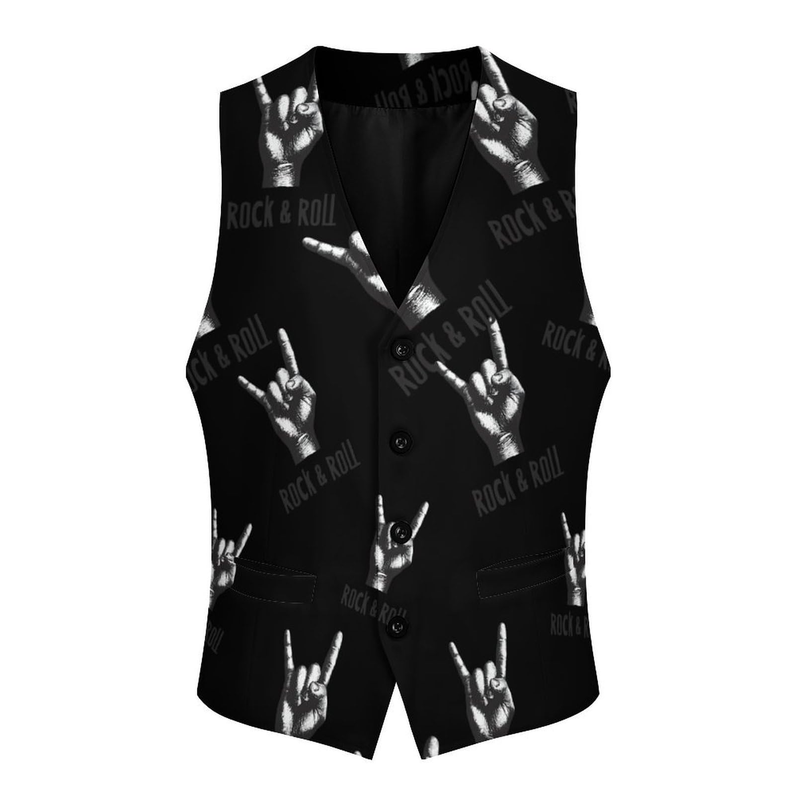 Rock and Roll - Gilet casual da uomo con 2 tasche | Slim Fit Gilet Gilet Business Formale Gemelli Vestito