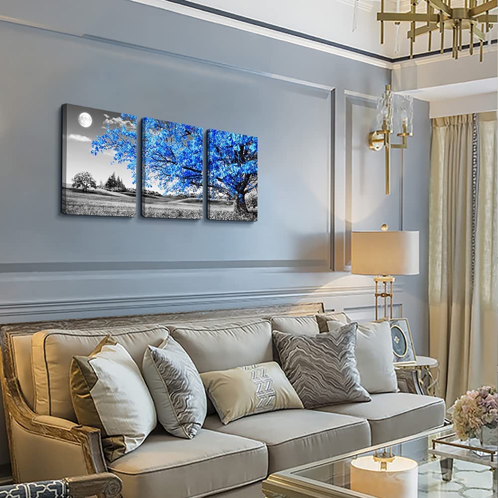 hyidecorart Large Canvas Wall Art for Living Room Modern Blue Tree Artwork Nature Bathroom Pictures Bedroom Wall Decor - Image 3