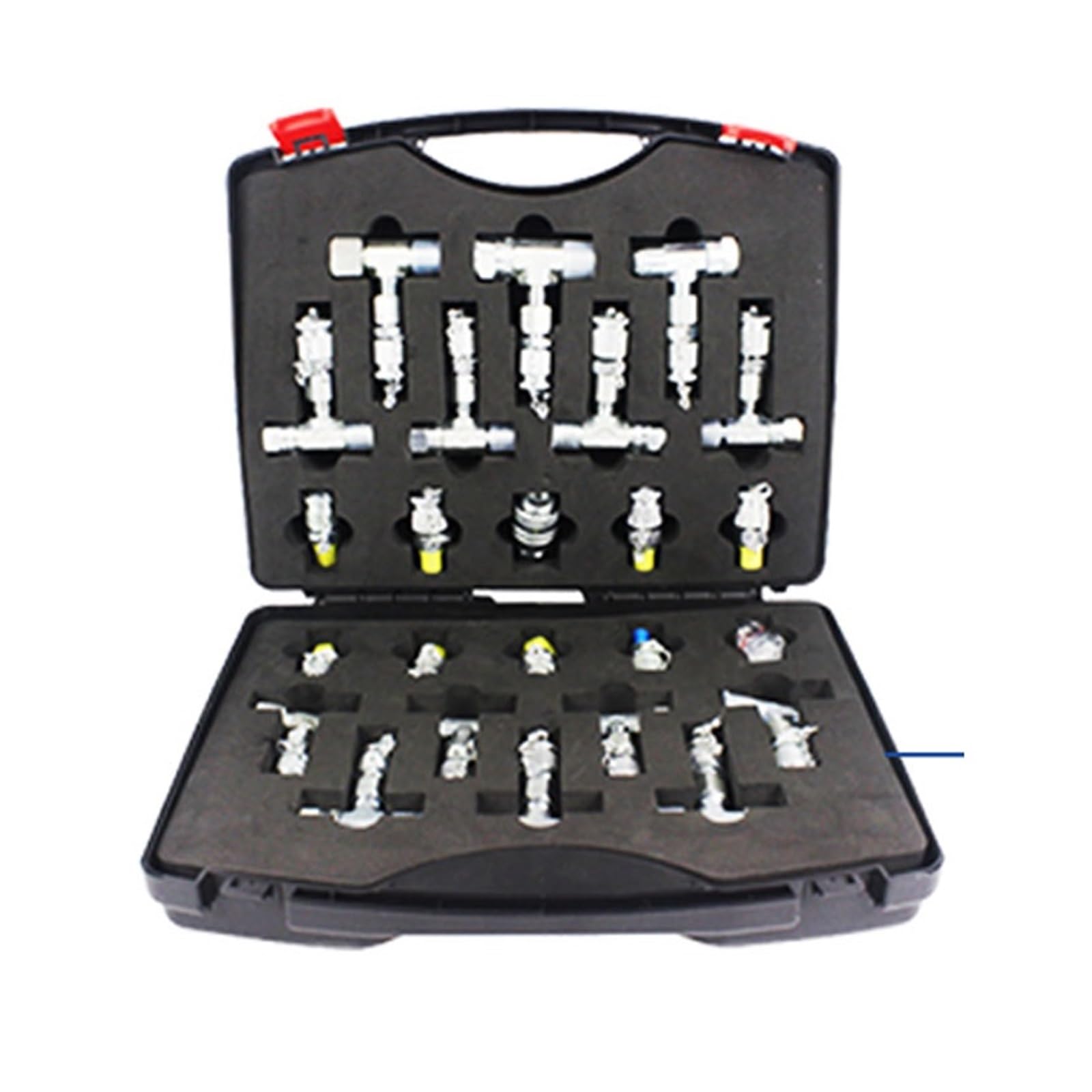 Bagger Druckmessung T-Stück Joint Pilot Test Verteilung Ventil Walking Hydraulische Wartung Druckmesser Adapter Set Für Heimwerker(Black)