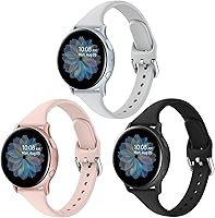 Vista 8 de 3 Pack Slim Sport Bands for Samsung Galaxy Watch Active 2 / Samsung Galaxy Active Watch 40mm 44mm, Soft Liquid Silicone Waterproof Straps for