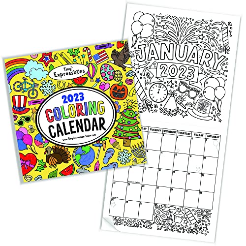 Tiny Expressions - Coloring 2023 Calendar For Kids - Monthly Wall Calendar With Months, Days & Unique Illustrated Images To Color - Great Classroom Calendar And Activity Tracking Chart - Home Learning #TOP1