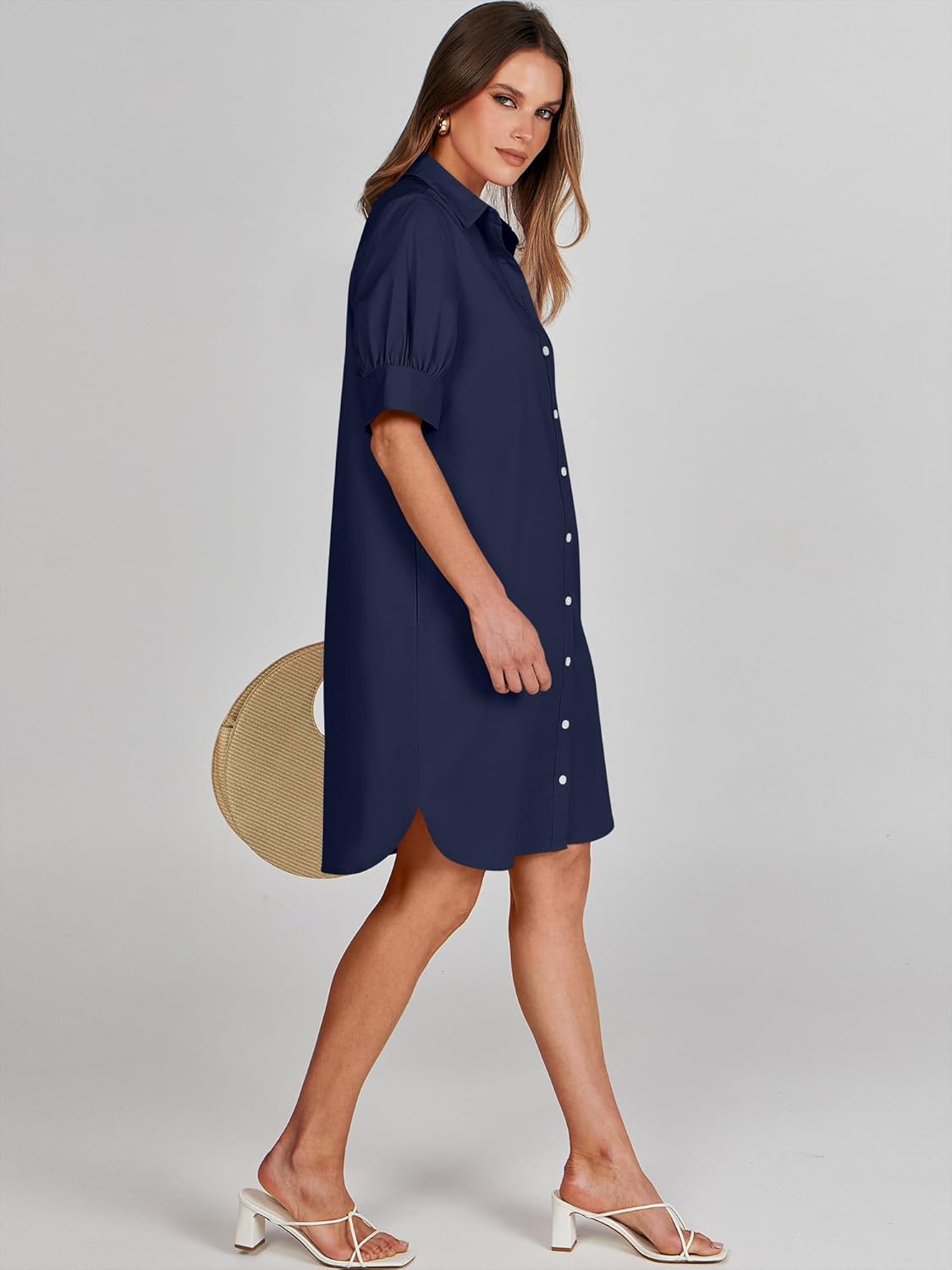 ANRABESS Womens Button Down Shirt Dress Summer Short Sleeve Business Casual Shift Dresses with Pockets 2026 Trendy - Image 7