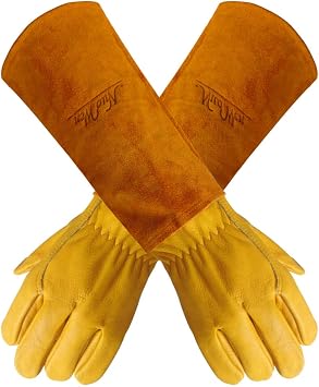 Gardens Leather Gardening Gloves for Women and Men | Thorn and Cut Proof Garden Work Gloves with Long Heavy Duty Gauntlet | Suitable For Thorny Bushes Cacti Rose Pruning Landscaping Work Extra Large