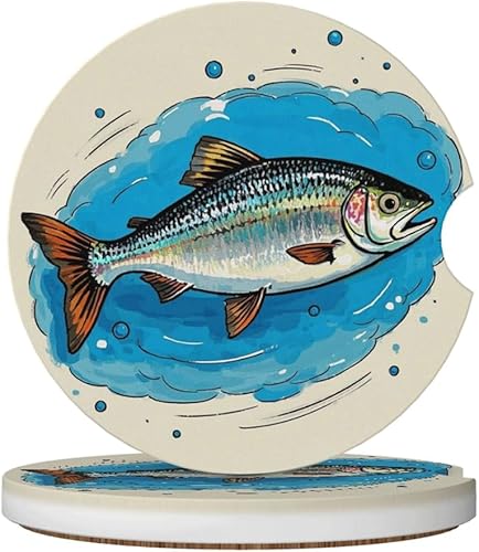 Miniatura 15 de Portavasos para Portavasos de Automóvil, 2 Piezas Posavasos de Cerámica con Parte Trasera de Corcho y Ranura para los Dedos, Antideslizante, Gato