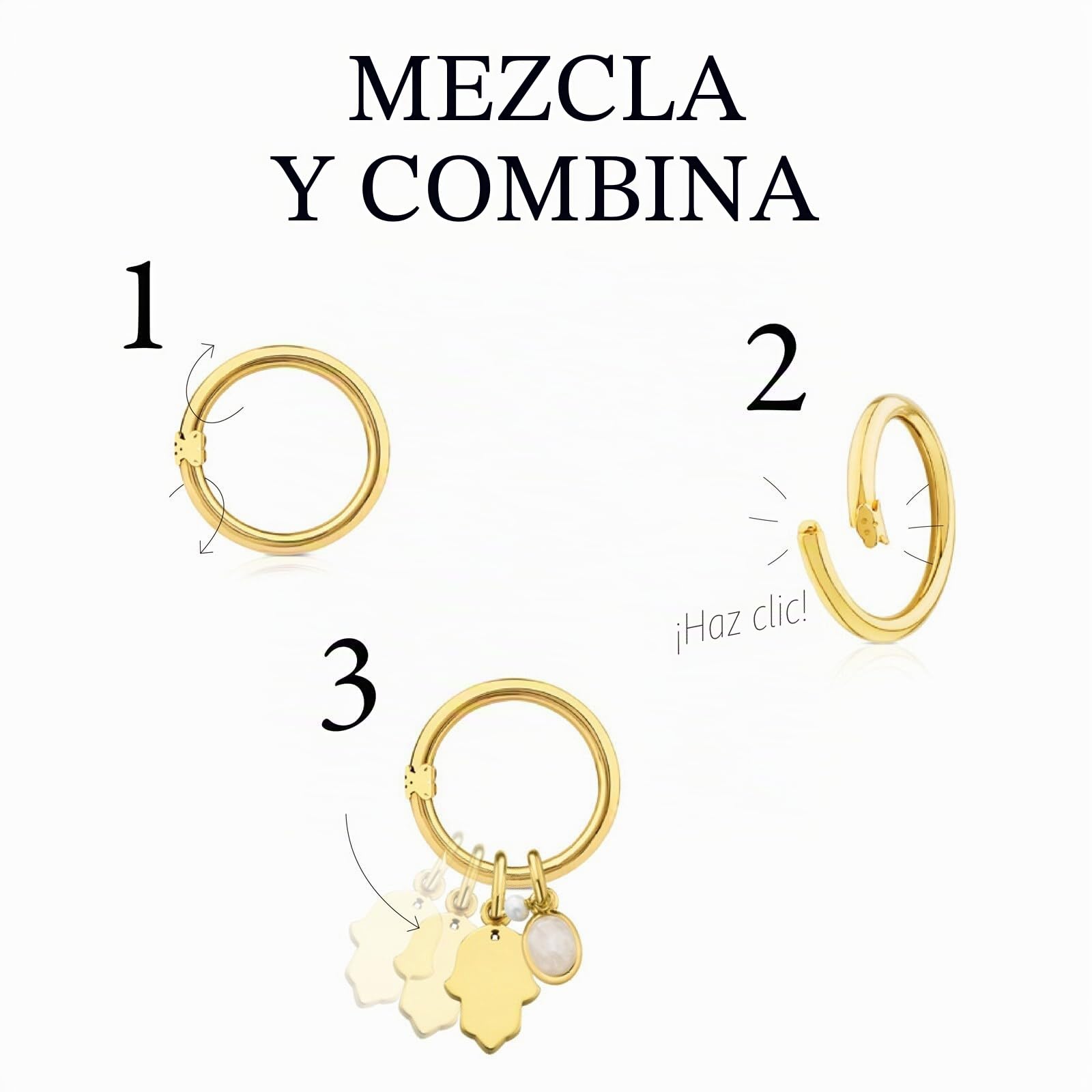 TOUS Collar de Plata de Primera Ley para Mujer con Anilla, Sencillo y Personalizable con los Accesorios, Colección Hold
