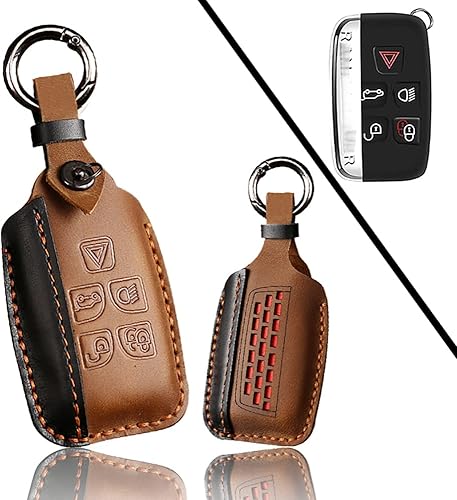 ontto Funda de cuero para llave Land Rover, funda de protección completa para llaves elegante compatible con Range Rover para Jaguar Marrón, Marrón