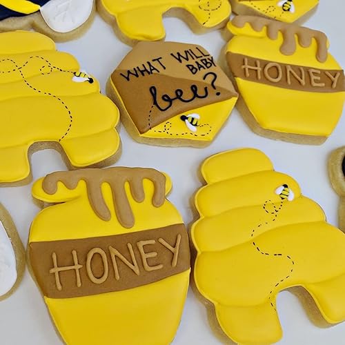 Miniatura 7 de Juego de cortadores de galletas de abeja, 3 pulgadas, 7 piezas, moldes de acero inoxidable para colmena, flor, panal y miel para decoración de