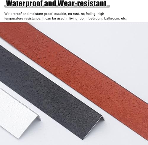 Miniatura 5 de ETULLE Borde de tira de transición de piso de aluminio, resistente al agua, reductor de umbral de madera a azulejos, para puertas delanteras (color