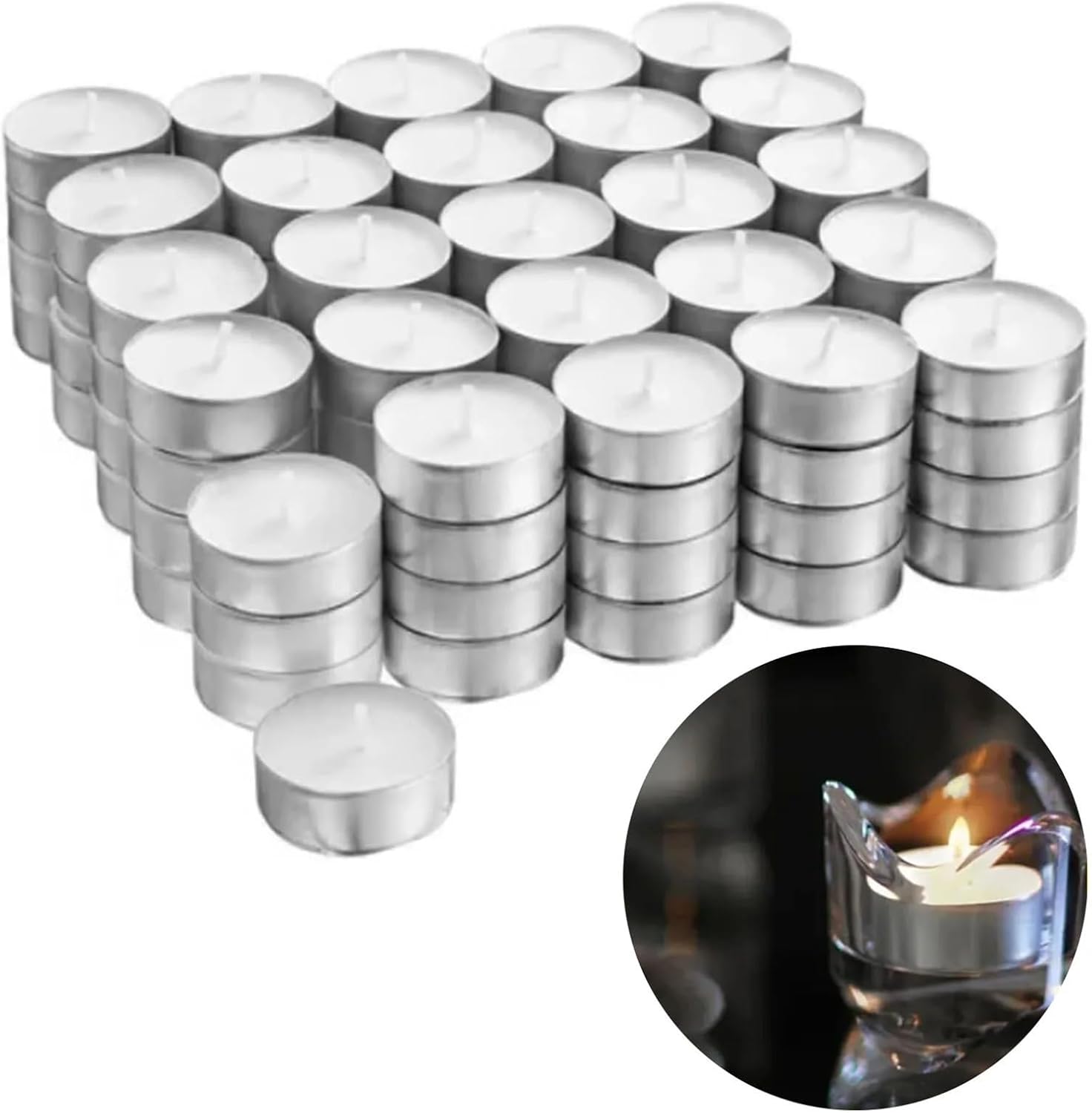 Scented Tealight Candles 100 Packs Unscented Tea Lights Candles 4 Hour Smokeless Dripless Mini Paraffin Tealight Candles Set for Weddings White