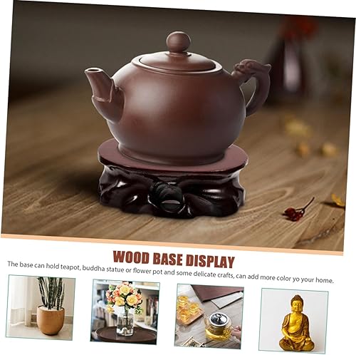 Miniatura 3 de ABOOFAN Soporte de base elevadora de madera Soporte para bonsái Soporte de maceta redonda de madera