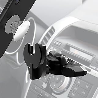 JCTRIWAY CD Slot Car Phone Holder Works for Grip/Socket，Air Vent Clip Phone Holder for Socket Mount, Car Phone Mount Compatible with Magsafe Wallet Black iPhone Samsung Card Holder