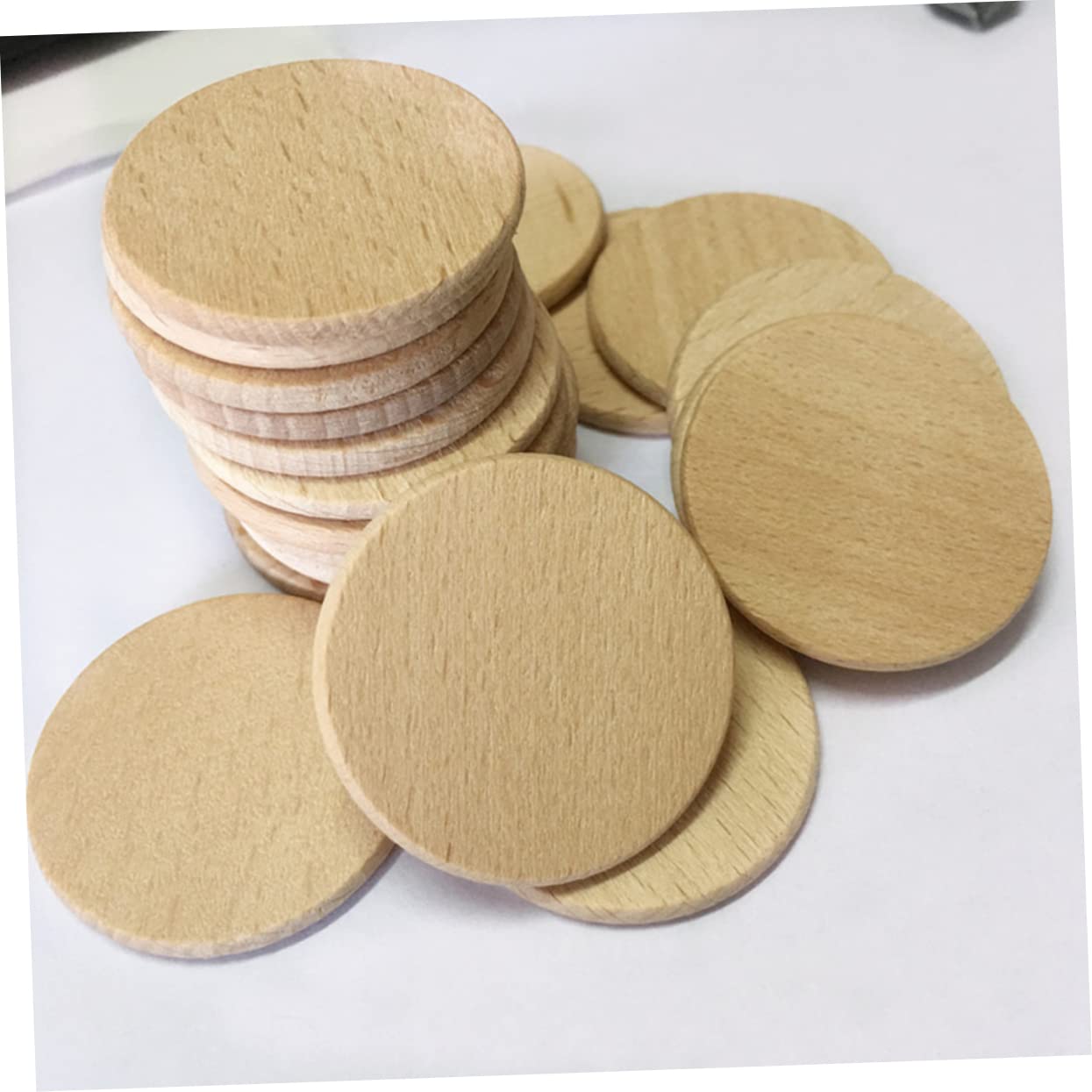 Hohopeti 120stücke Naturholzscheiben Ohne Loch Handgefertigte Runde Holzchips Unbemalte Holzscheiben Für Diy-bastelarbeiten Holzosamente Zum Bemalen
