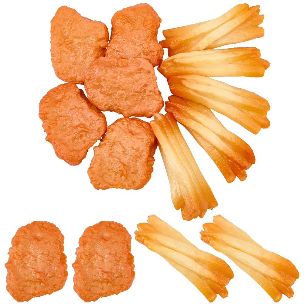 SUNNYCLUE 10 pièce de Faux Poulet Frit Artificiel Modèle de Frites Artificielles Nuggets de Poulet Frit en Plastique Fausses Frites Accessoire de Décoration pour la Maison la Cuisine les Fêtes et la P