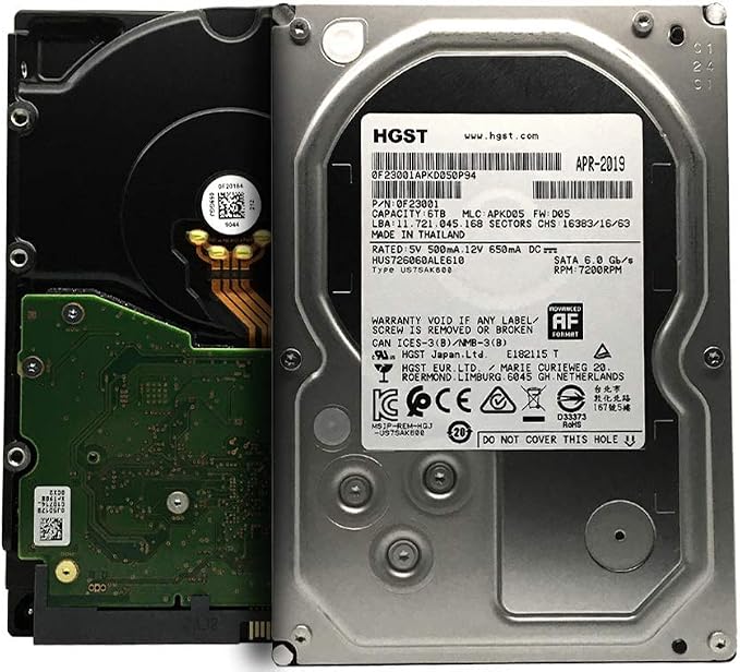 HGST Ultrastar 7K6000 HUS726060ALE610 (0F23001) 6 TB 7200 U/min 128 MB Cache SATA 6,0 Gbit/s 3,5 Zoll Enterprise Festplatte (Generalüberholt)