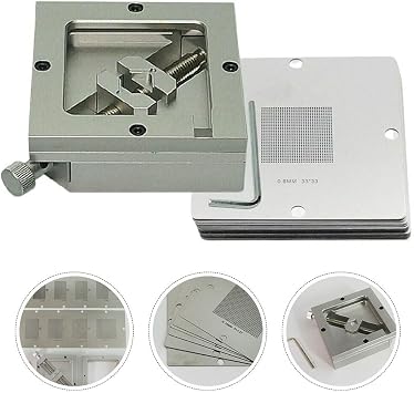 for BGA Reballing Kit with 90mm Reball Station Fixture Jig and 10PCS Stencils, HT-90 Table, Metal Template Bracket Clamp PCB Repair