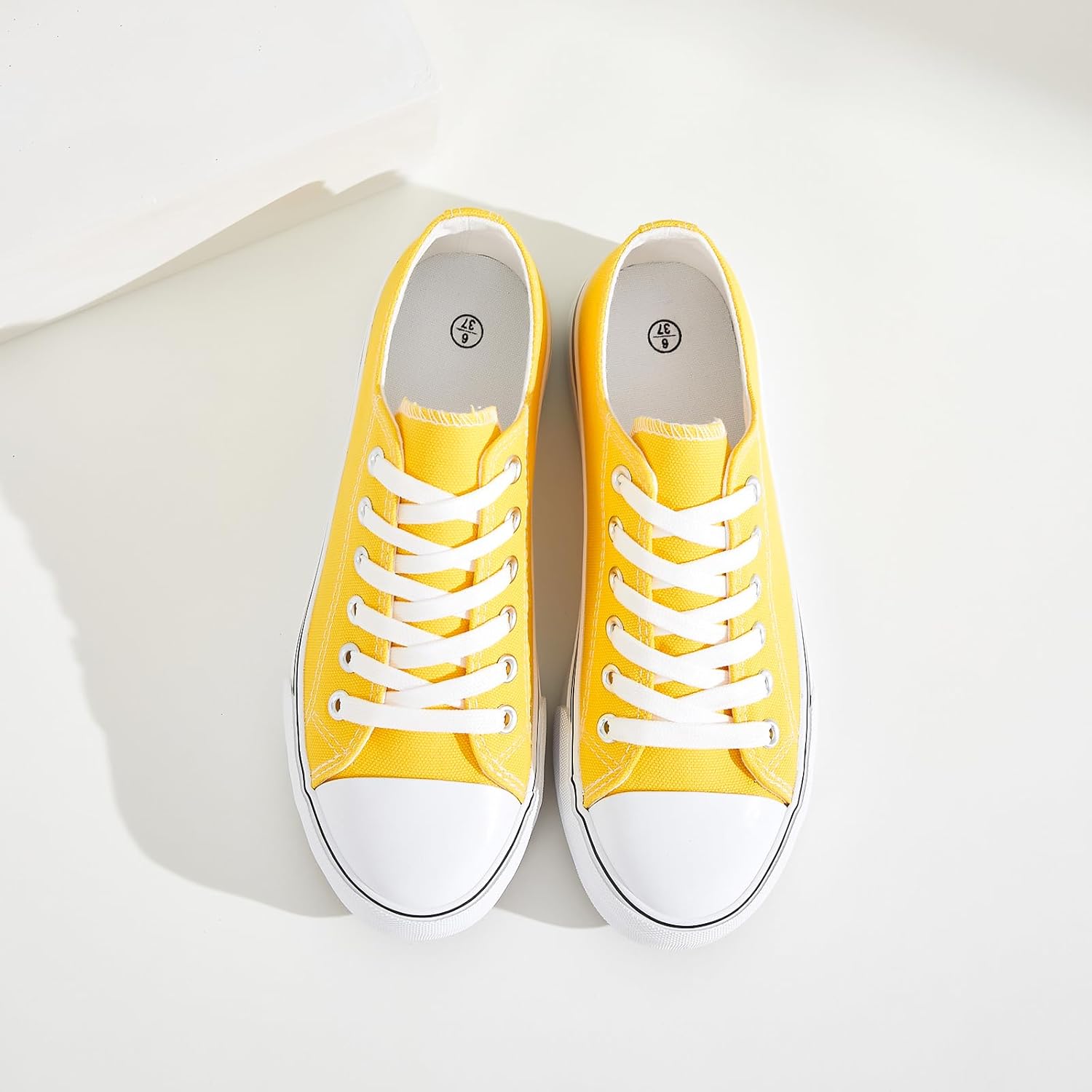 FRACORA Womens White Black Canvas Sneakers Low Top Canvas Shoes for Women Tennis Shoes - Image 6