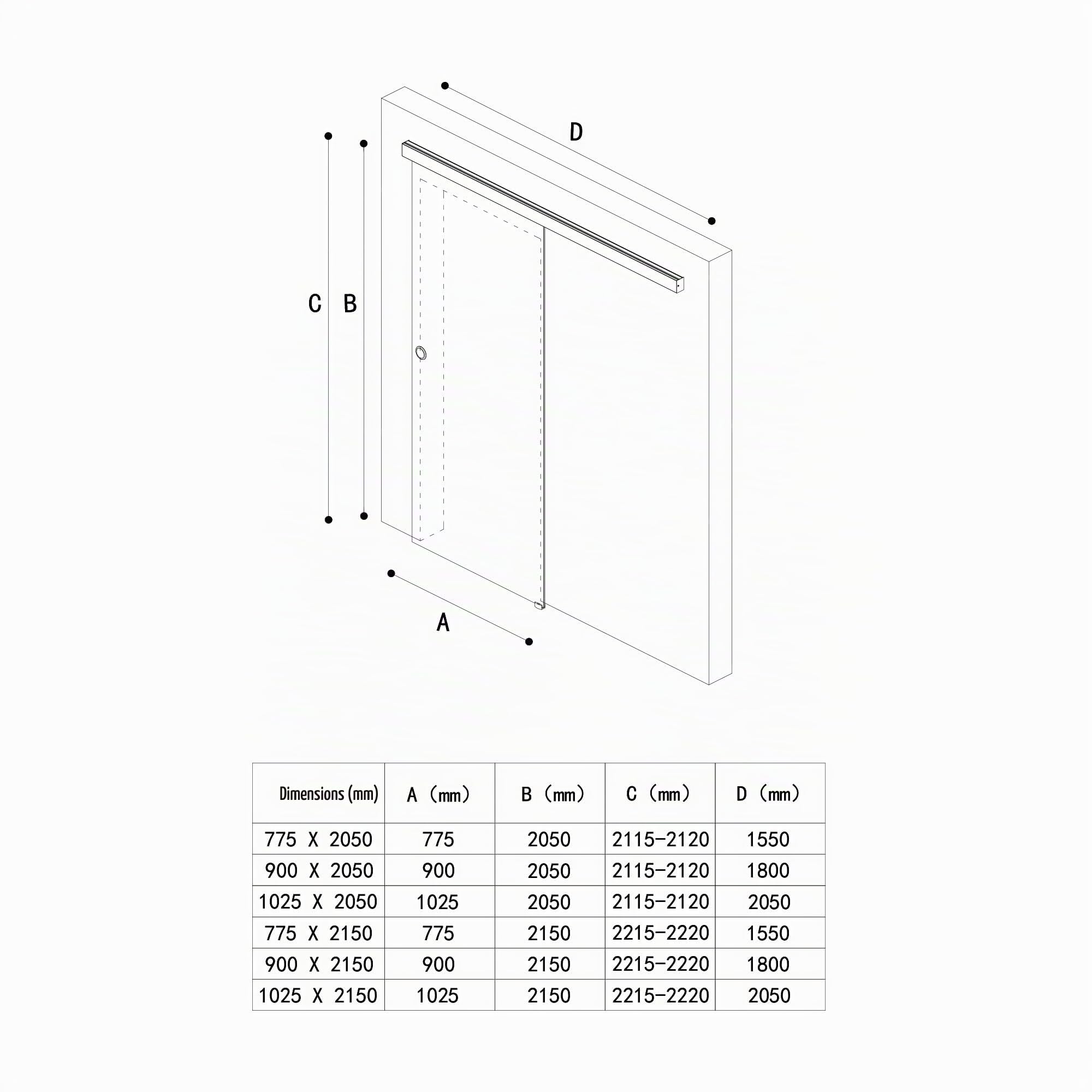 doporro Porte Coulissante Porte Glissante pour L'Intérieur 77,5 x 205cm