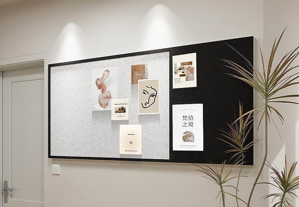 Tablero de Corcho y Fieltro para anuncios, Paneles de exhibición Plegables con Marco para Fotos, Tablero de anuncios de Pared para Escuela y Oficina.