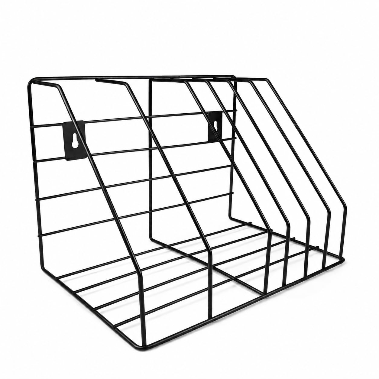 Zepdos Triangle Newspaper and Magazine Stand, Newspaper Rack, File Racks, Holder Desktop Iron Book Rack, Document Storage Rack for Table Office, Tabletop Desk File Organizer (6 Slot File Rack (Black))-image-2