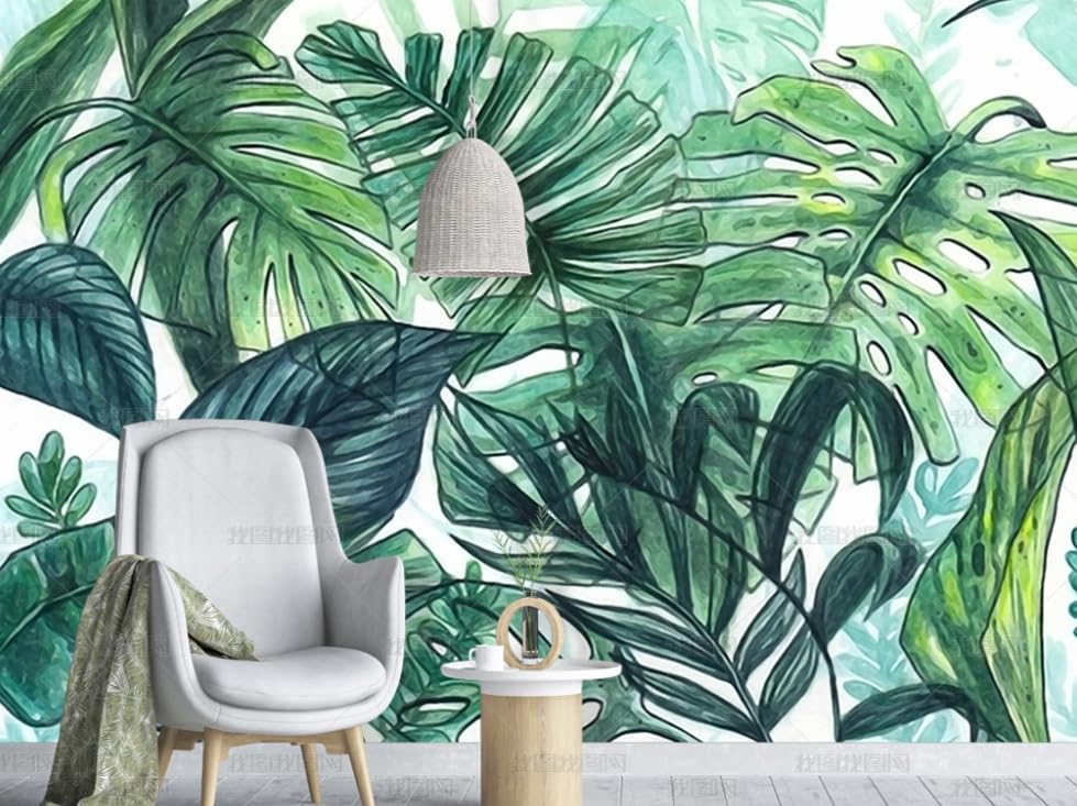 Papier peint intissé feuilles de bananier poster mural géant salon 150x105 cm