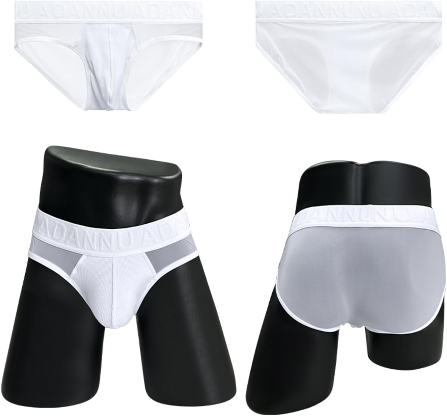 Men's Triangular Underwear 95% Cotton Transparent Mesh Splicing Embossed Waistband