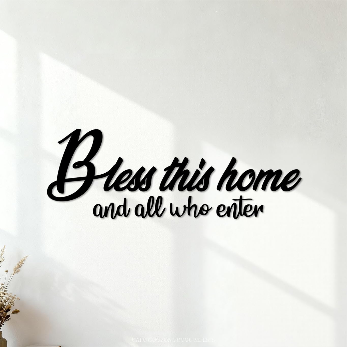 Vinyl Art Sticker Bless This Home Entrance Quote Words Phrase 50.4x142.4cm Tattoo Culture Black