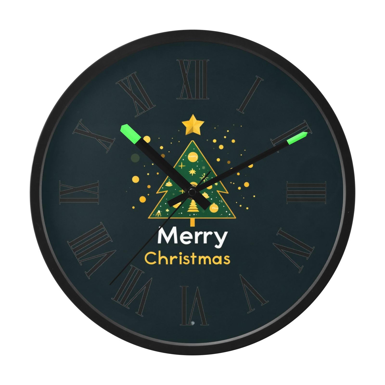 Horloge murale moderne contre les insomnies silencieuse et lumineuse verte 12 pouces