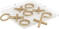 Vista 6 de Deco 79 Juego de metal Tic Tac Toe con piezas doradas, 12 x 1 x 12 pulgadas, dorado
