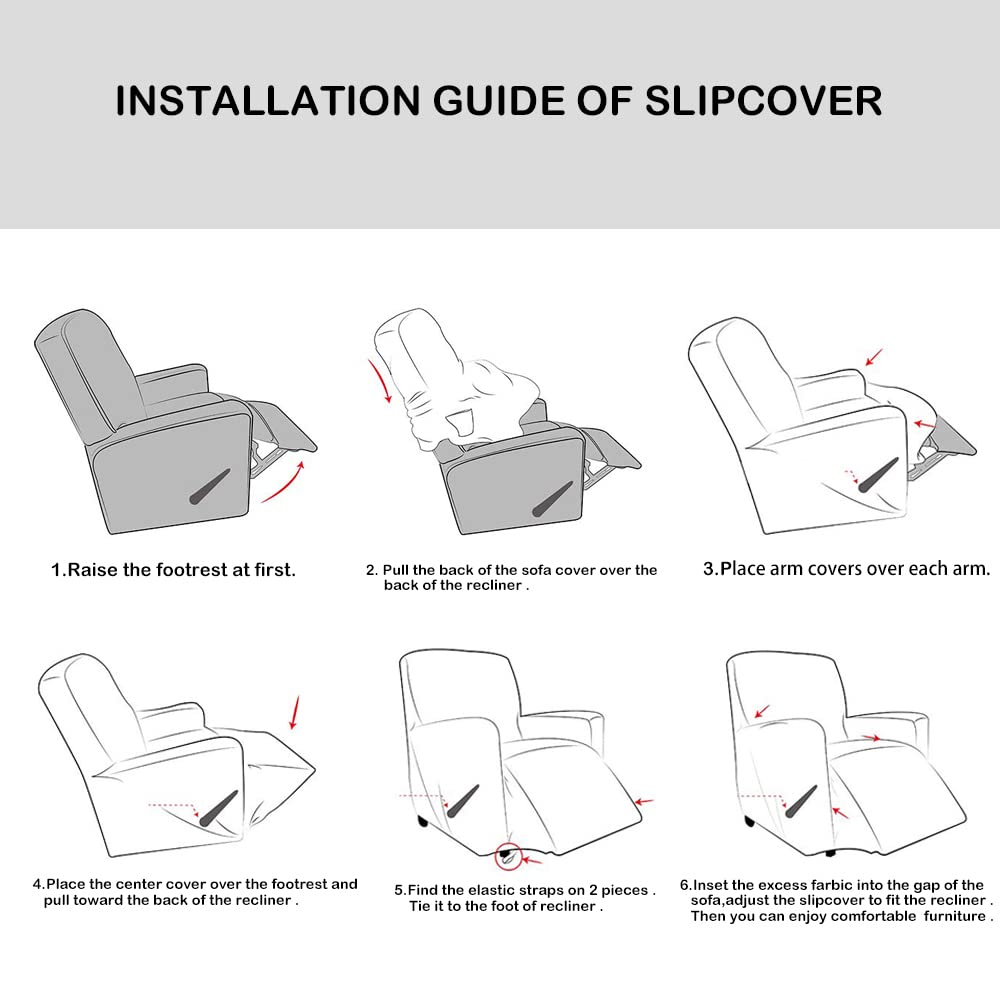 YOPOIY Estiramiento Alto de 1 Pieza Cubierta de sofá reclinable Ajustado Antideslizante Funda Reclinable Impreso Funda De Sillón Protector de Muebles para Sala de Estar -5