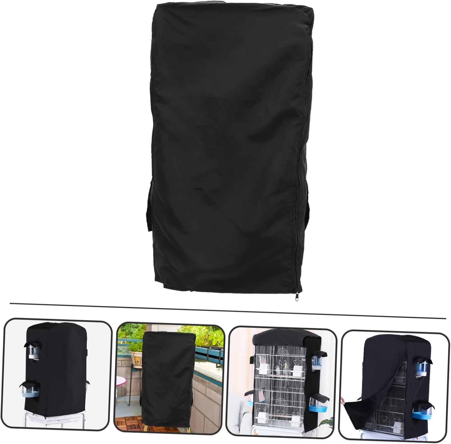 Light Birdcage Protector Cover Black Breathable Wind and Cold Resistant Parrot Cage Cover with Sticky Patch Design Washable Reusable Polyester for Bird Cages Winter Warmth and Dust
