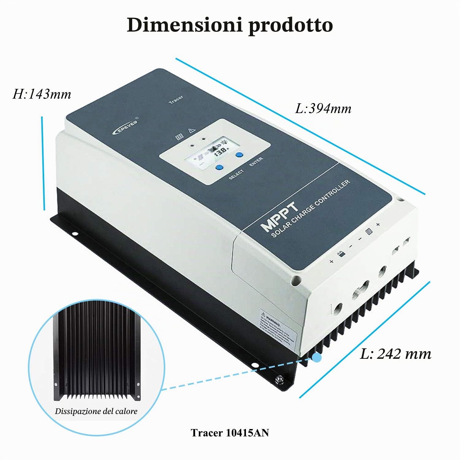 EPEVER® Regolatore di carica solare 80A MPPT serie Tracer AN con 12V/24V/36v/48v Auto Max 150V 4000W Regolatore solare per messa a terra negativa adatto per batteria piombo-acido