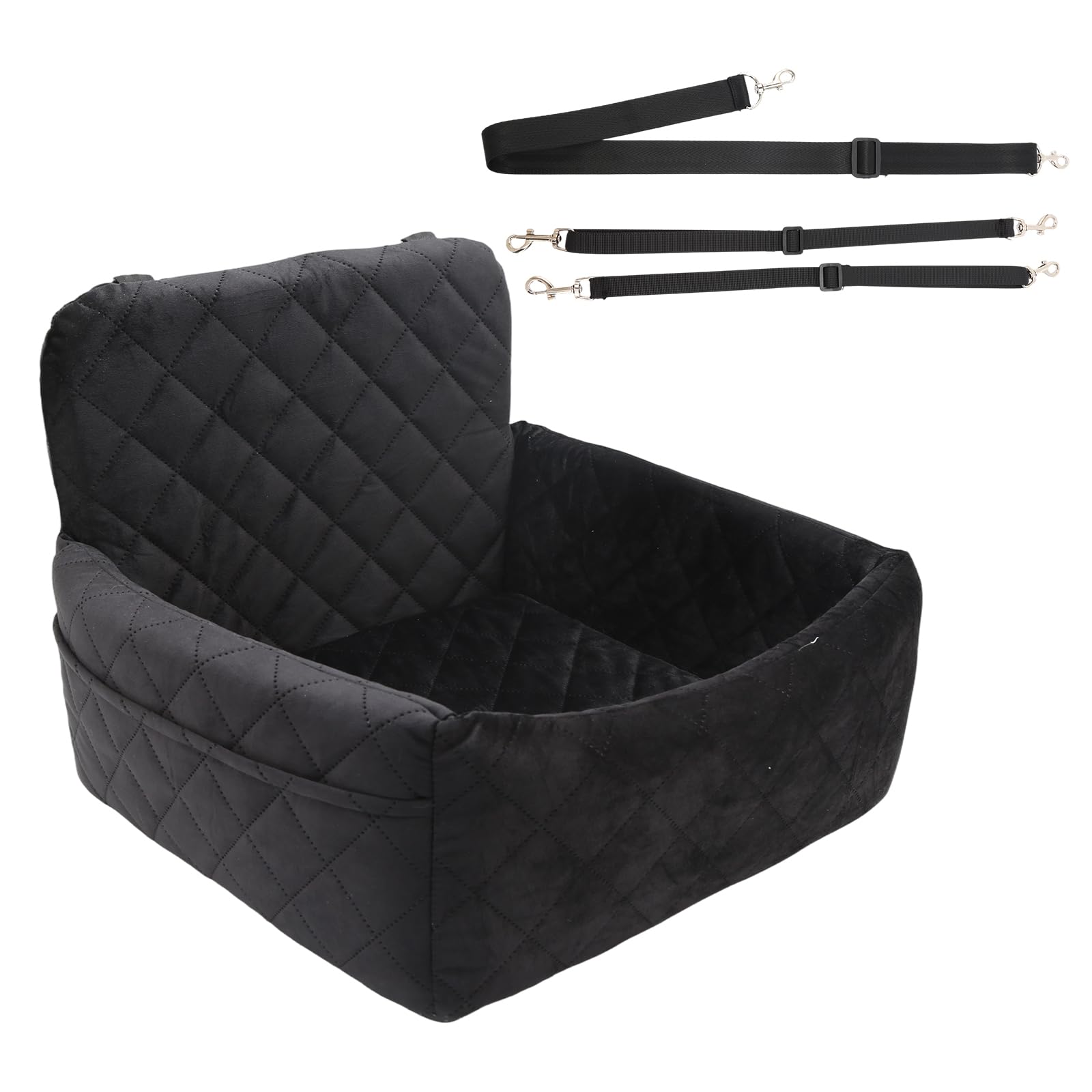 Siège Auto en Peluche pour Petit Chien Jusqu'à 9 Kg | Mousse À Mémoire De Forme, Base Antidérapante, Ceinture De Sécurité, Housse Lavable 45 × 45 × 35 Cm