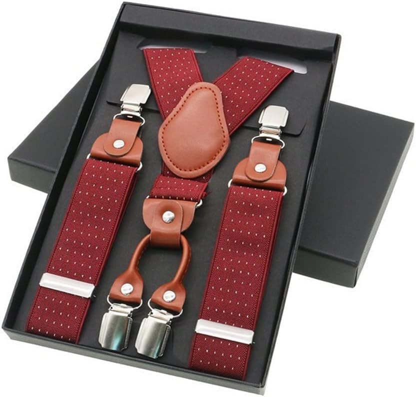 4 Clips Suspenders Leather Alloy Braces Male Unisex Vintage Casual Suspensorio Trousers Strap Husband's Gift