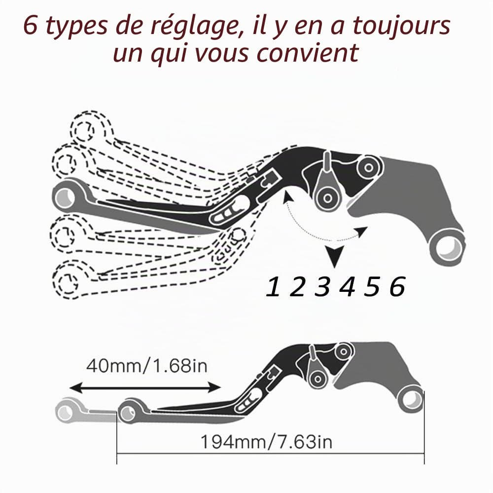 Levier Frein Moto pour Suzuki GSF 600 pour Bandit 1995-2004 Levier d'embrayage De Frein De Moto GSF600 22MM Poignées De Guidon Extrémités(16)