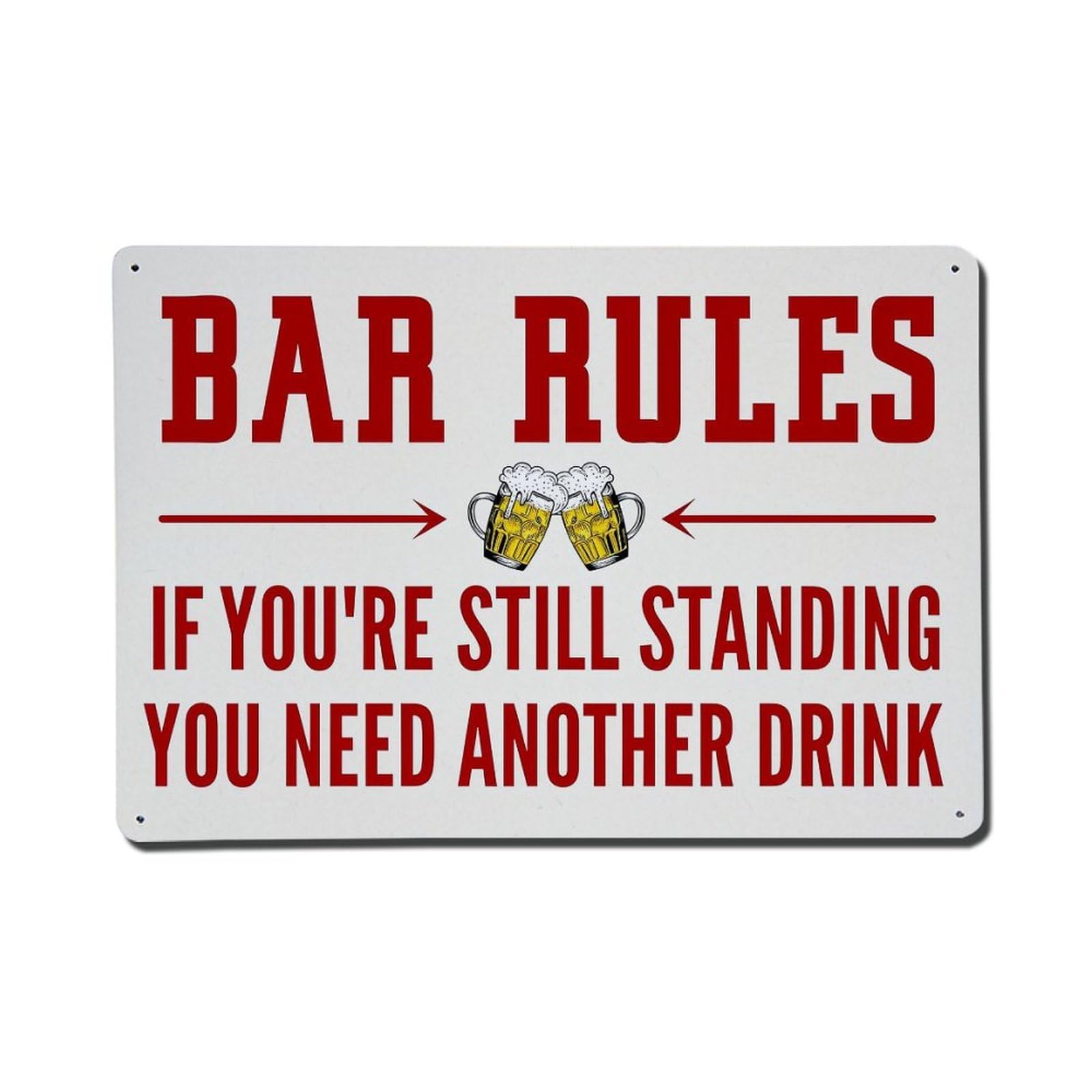 Bar Rules Beer Mugs Standing Drink Vintage Tin Sign Retro Metal Wall Decor Metal Poster, Home Bar Garage Farmhouse Cafe Wall Art Decoration 8x12Inches