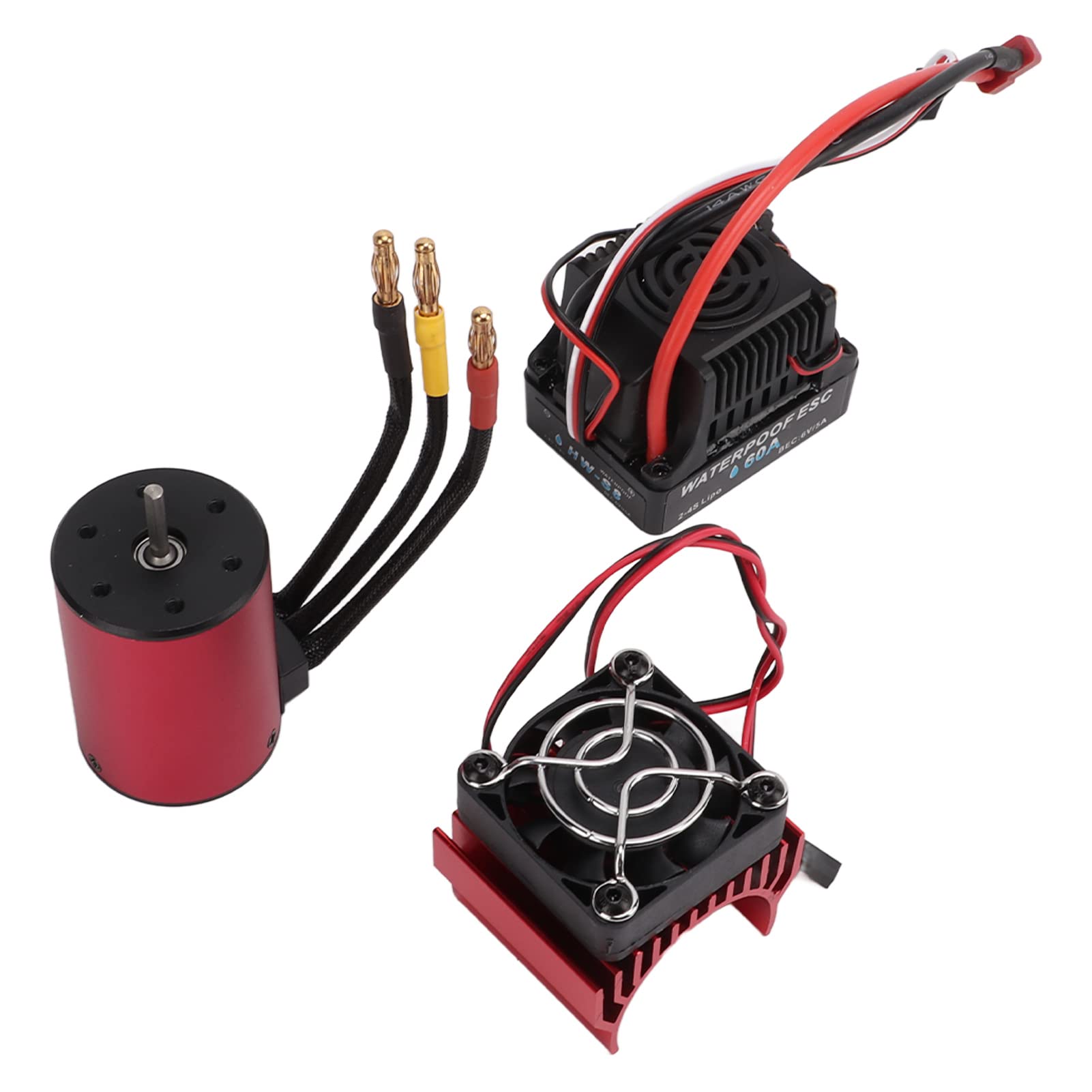 S3650 3900KV Silnik bezszczotkowy 60A Zestaw ESC z radiatorem Wodoodporna obudowa stopu aluminium dla samochodów 1/10 RC