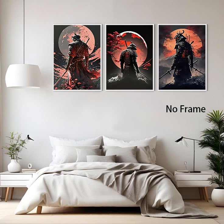 Bonbeau 3Pcs Samurai Wall Art Canvas Japanese cultural painting - Image 4