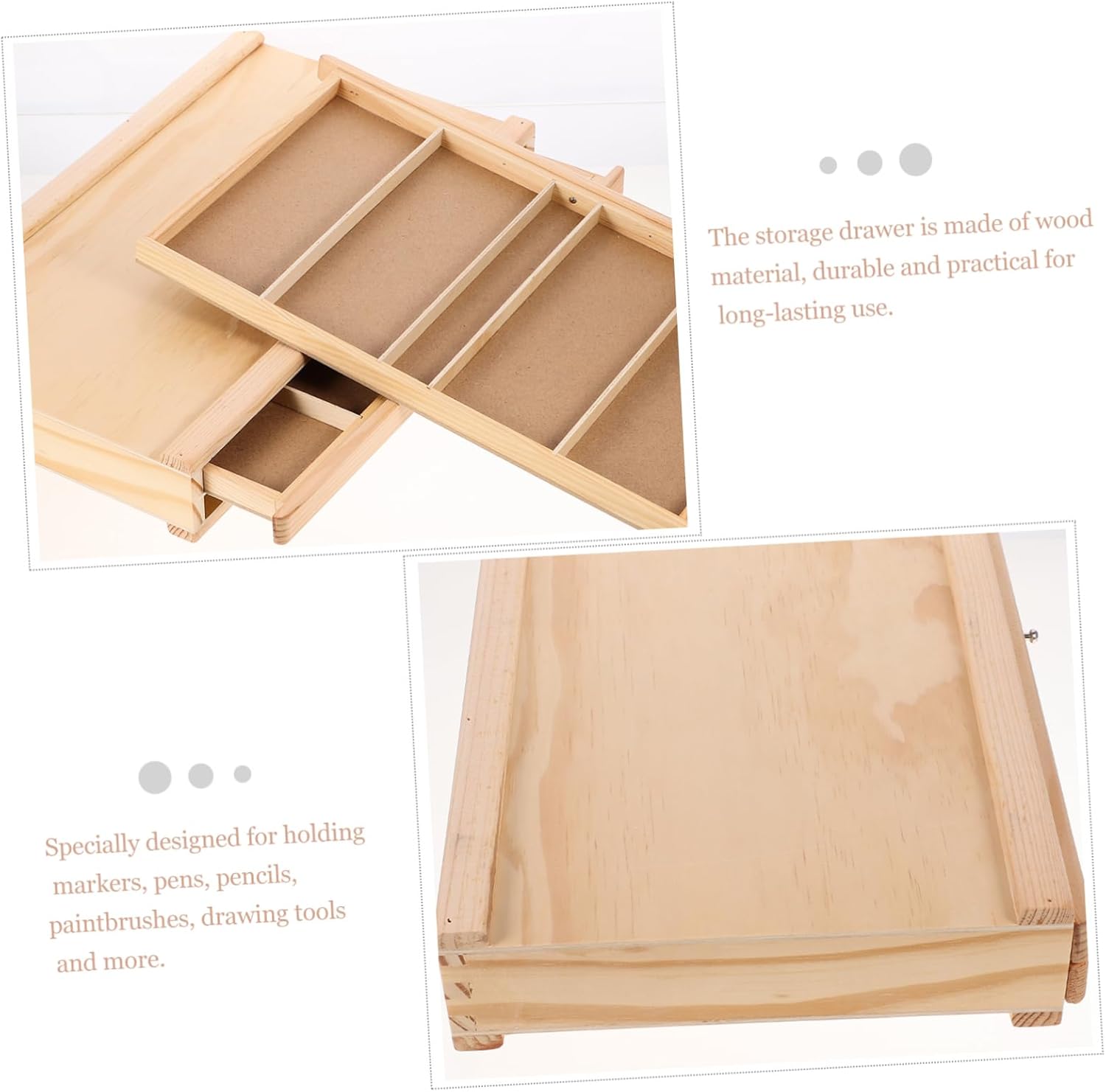Lurrose Paint Brush Storage Organizer Box Wooden Drawer Pen Storage Art Supplies Home Caddy Organizer