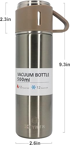 Miniatura 2 de Botella de café aislada de acero inoxidable, botella de bebida aislada al vacío con asa, a prueba de fugas para café, té, agua, caliente o fría, 17