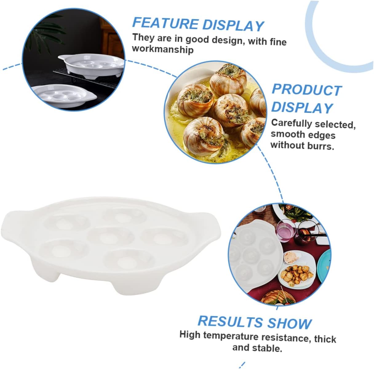 PRETYZOOM 2pcs Ceramic Escargots Baking Plates Snail Baking Dish Style Casserole Carrier Kitchen Plate Microwave Oven Safe