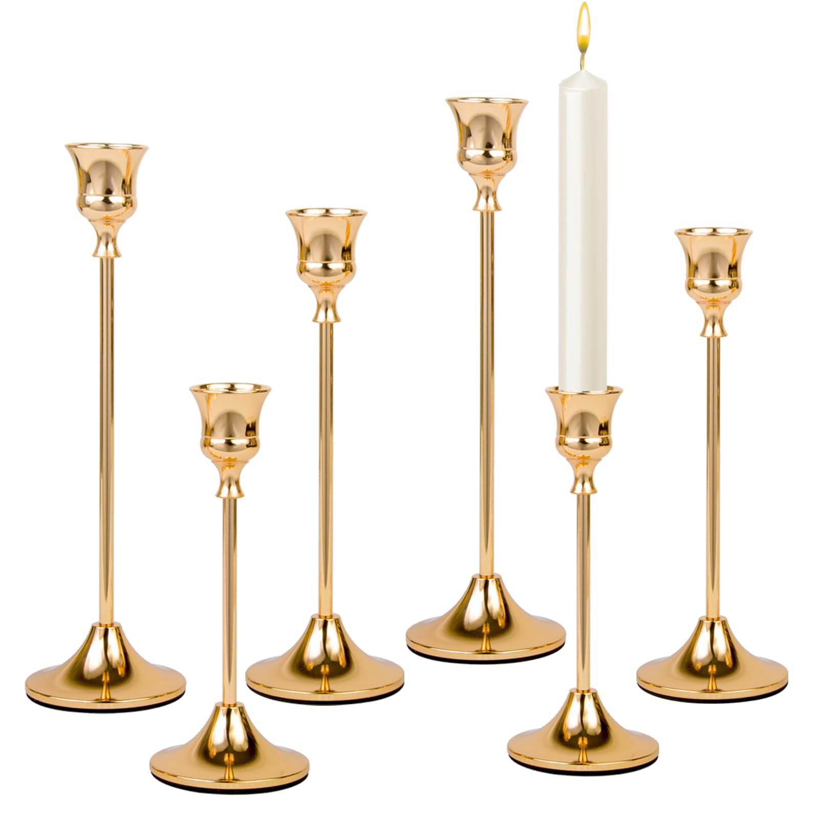 Lot de 6 bougeoirs en laiton doré idéal pour cadeau de crémaillère