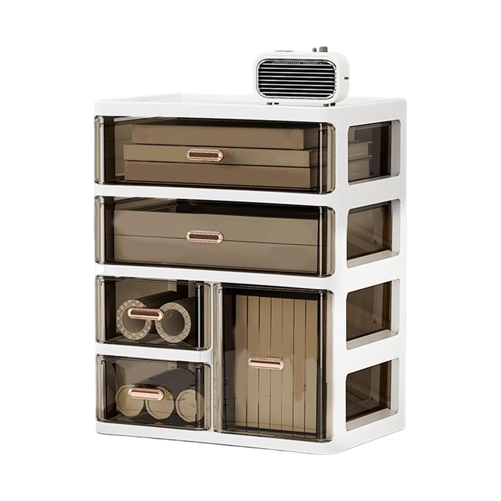 TFAOYS Practical Desktop Storage Option with Visible Compartments and Removable Partitions Small Drawer Planner
