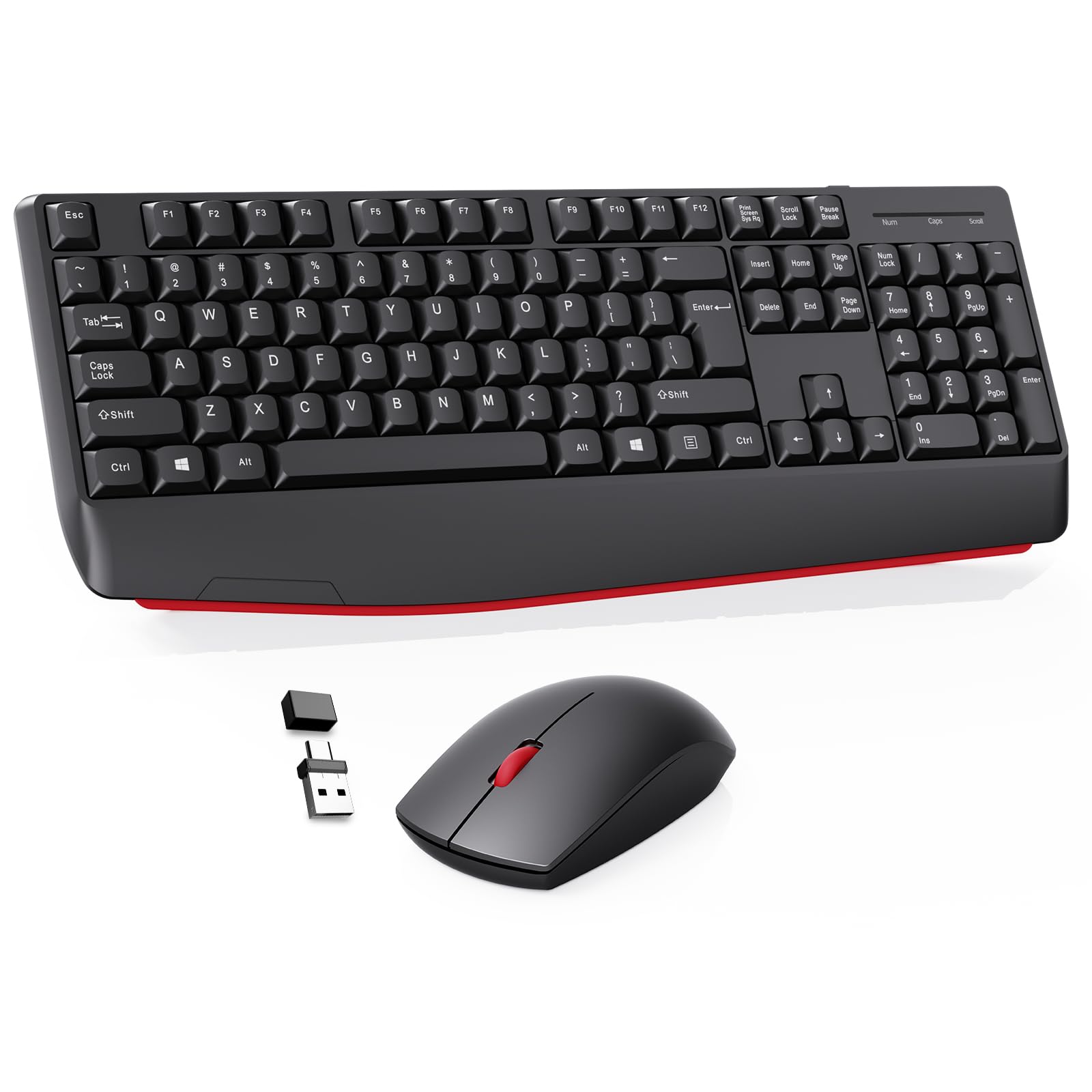 Wireless Keyboard and Mouse Combo-Full Size QWERTY Layout 2.4G Stereo Keycap Ergonomically Designed Mechanical Keyboard Set for Windows, PC,Laptop,