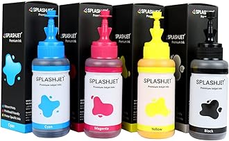 Splashjet Sublimation Ink for Epson - Heat Transfer Printing on Mugs, Mobile Cases, Polyester T-Shirts etc for use with Epson 4 Color Printers - L130, L220, L360, L380, L1300 – 501906
