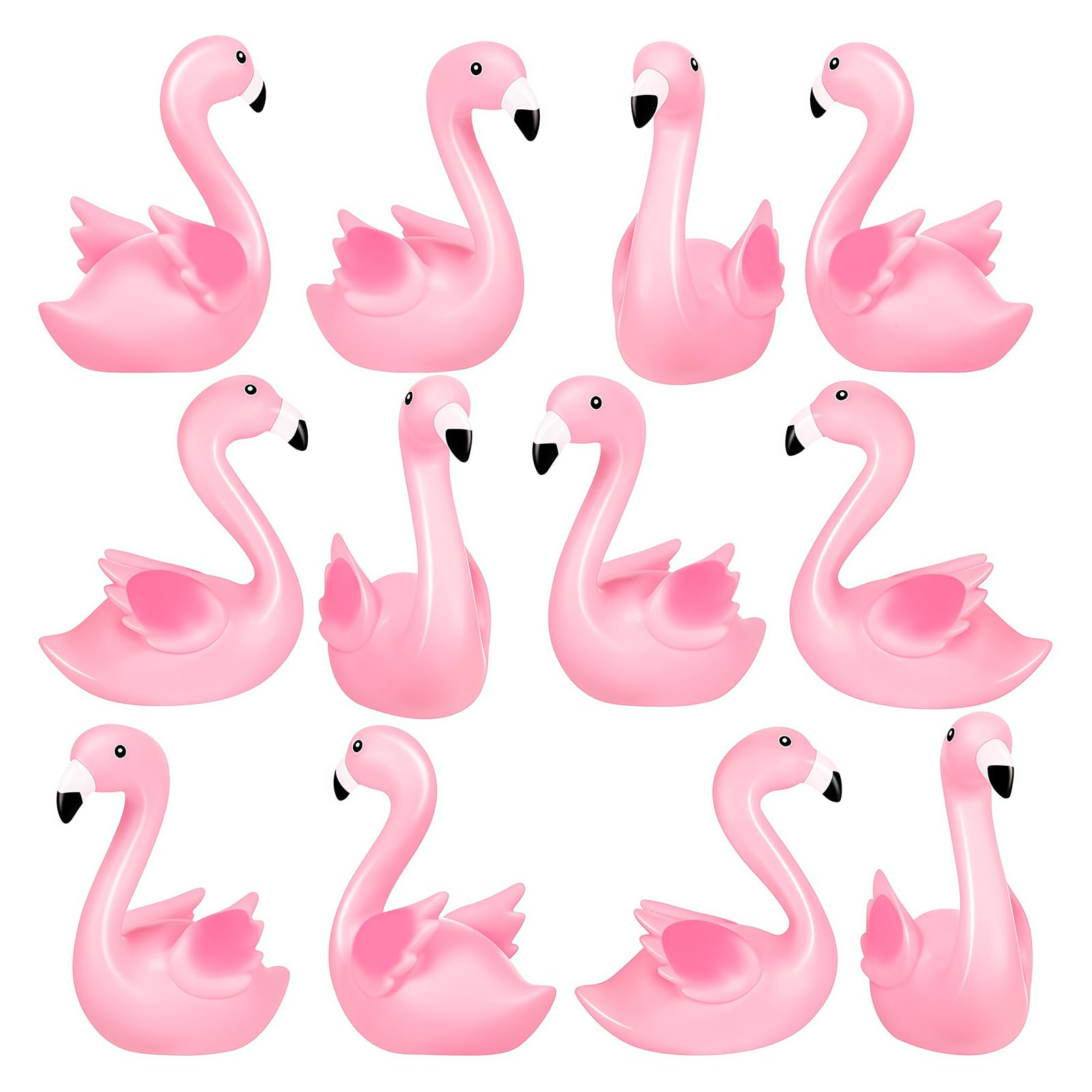 Tapufitil Rosa Squeaky Ducks 12 Pieces Bath Toys For Children Little Flamingo Cake Decoration