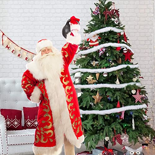 39.3 Feet Christmas White Faux Fur Ribbon Trim- 1.57 Inch Wide Christmas Tree Garland Artificial Furry Stripe Accessories Diy Craft Decoration For Holiday Party Embellishment Sewing Trimming #TOP3