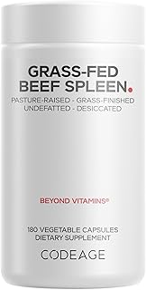 Codeage Grass Fed Beef Spleen Supplement - 2-Month Supply - Freeze Dried, Non-Defatted, Desiccated Bovine Pills Glandulars Meat – Pasture Raised Beef Vitamins for Spleen -180 Capsules