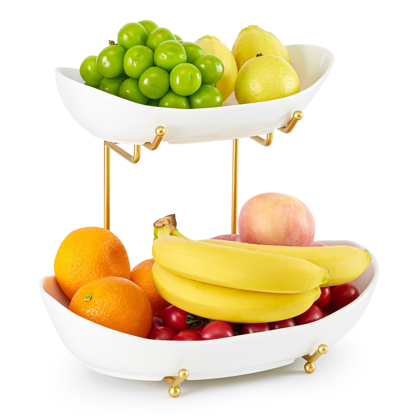 View 1 of ***DAMAGED - SEE NOTES/PICTURES***HOMKULA 2 Tier Ceramic Fruit Bowl